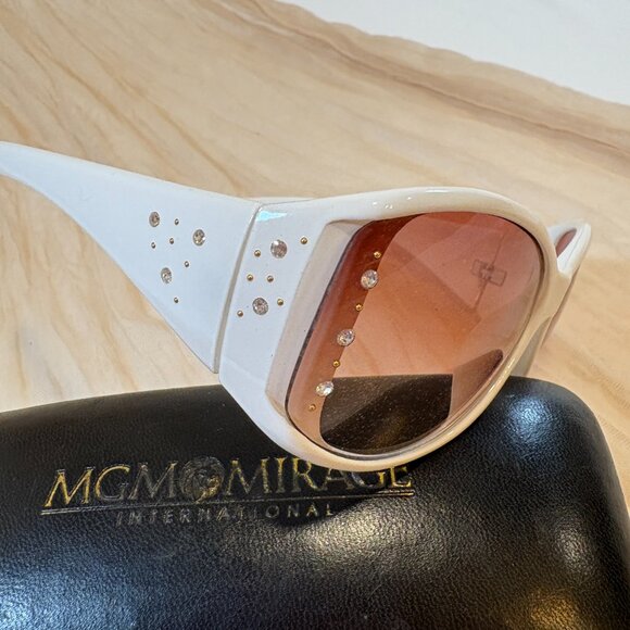 MGM Mirage International White Bejeweled‎ Tinted Sunglasses 4009 main image 4